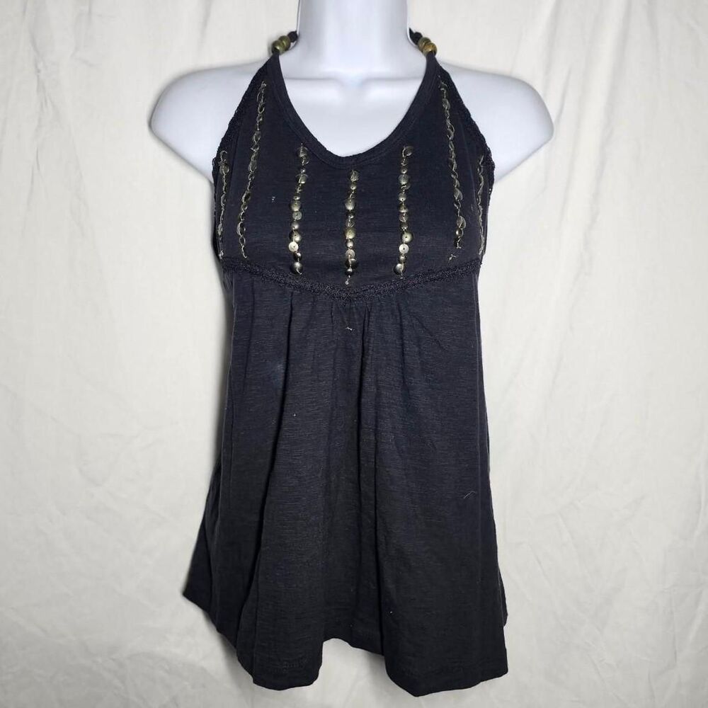 vintage y2k 2000s decree beaded halter neck top